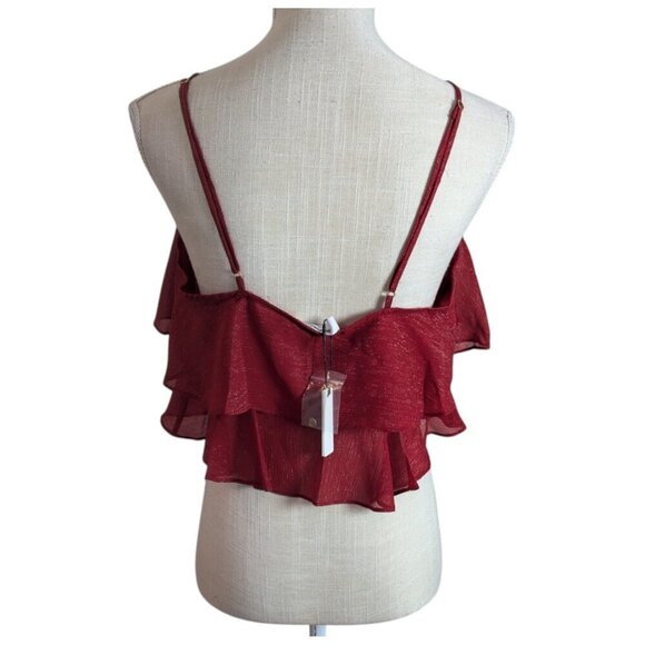 Rumored Red Sparkle Ruffle Cami Tank Top - Picture 7 of 7